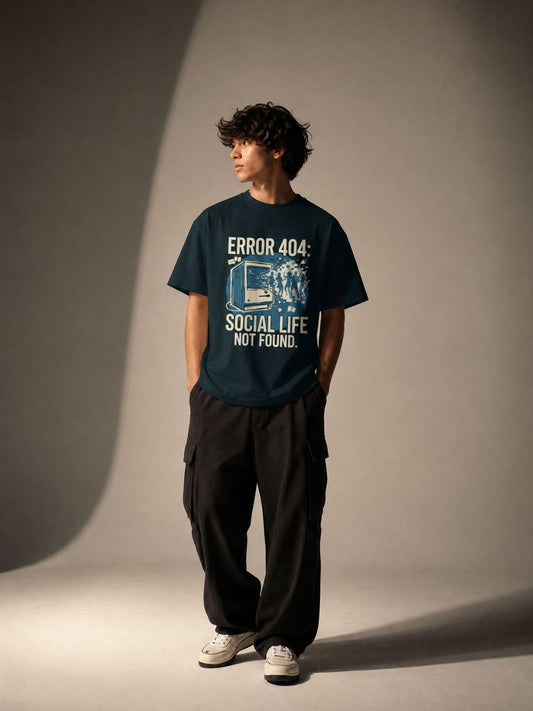 Error 404 Social Life Not Found Classic Crew T-Shirt — Crazeo